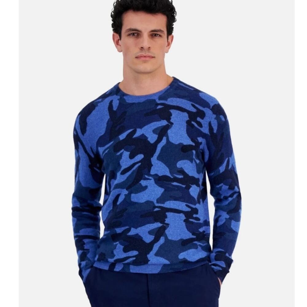 Macy's Club Room Men's 100% Cashmere Sweater Small Camo Camouflage Lightweight